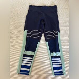 CHAMPION STRIPED 7/8 ACTIVE LEGGINGS WOMEN'S SIZE X-Large Zip Ankle